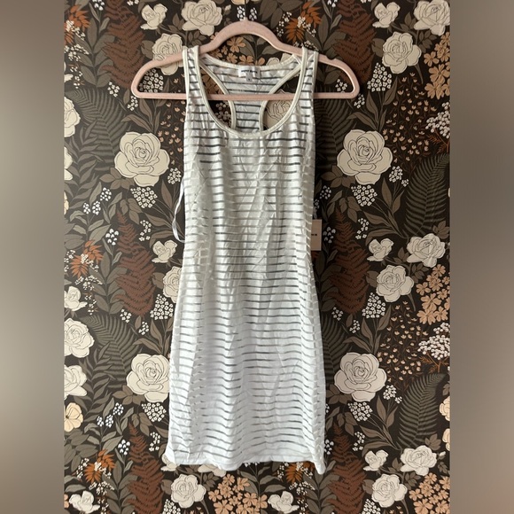 NWT superdown x Chantel Jeffries Vanessa Striped Mesh Dress in white size small - Picture 5 of 5